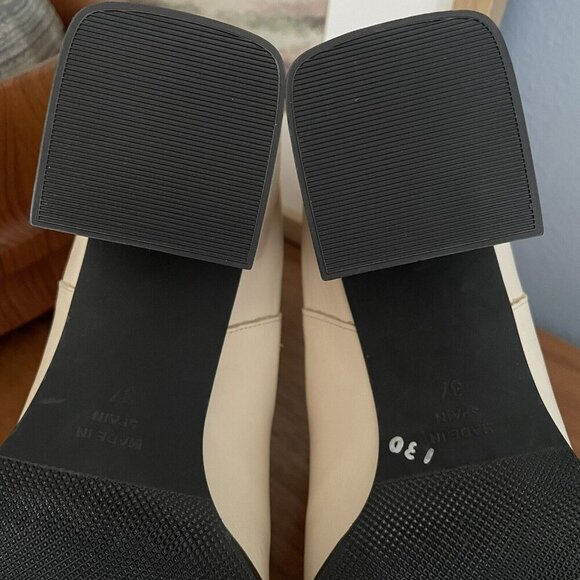 ANGEL ALARCON Made In Spain Leather Block Heel Chelsea Boots Cream - Picture 9 of 11